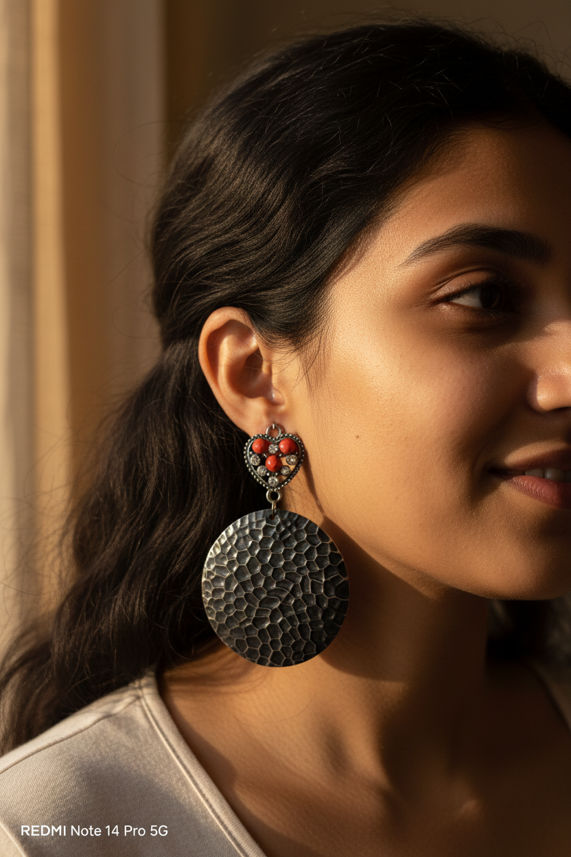 Boucles d'oreilles portées - femme sud-asiatique