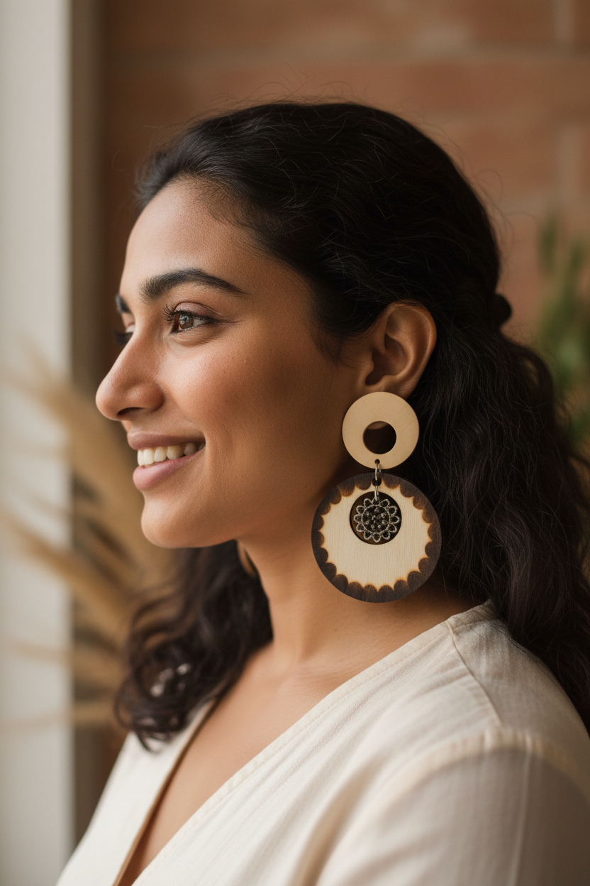 Boucles d'Oreilles Bois