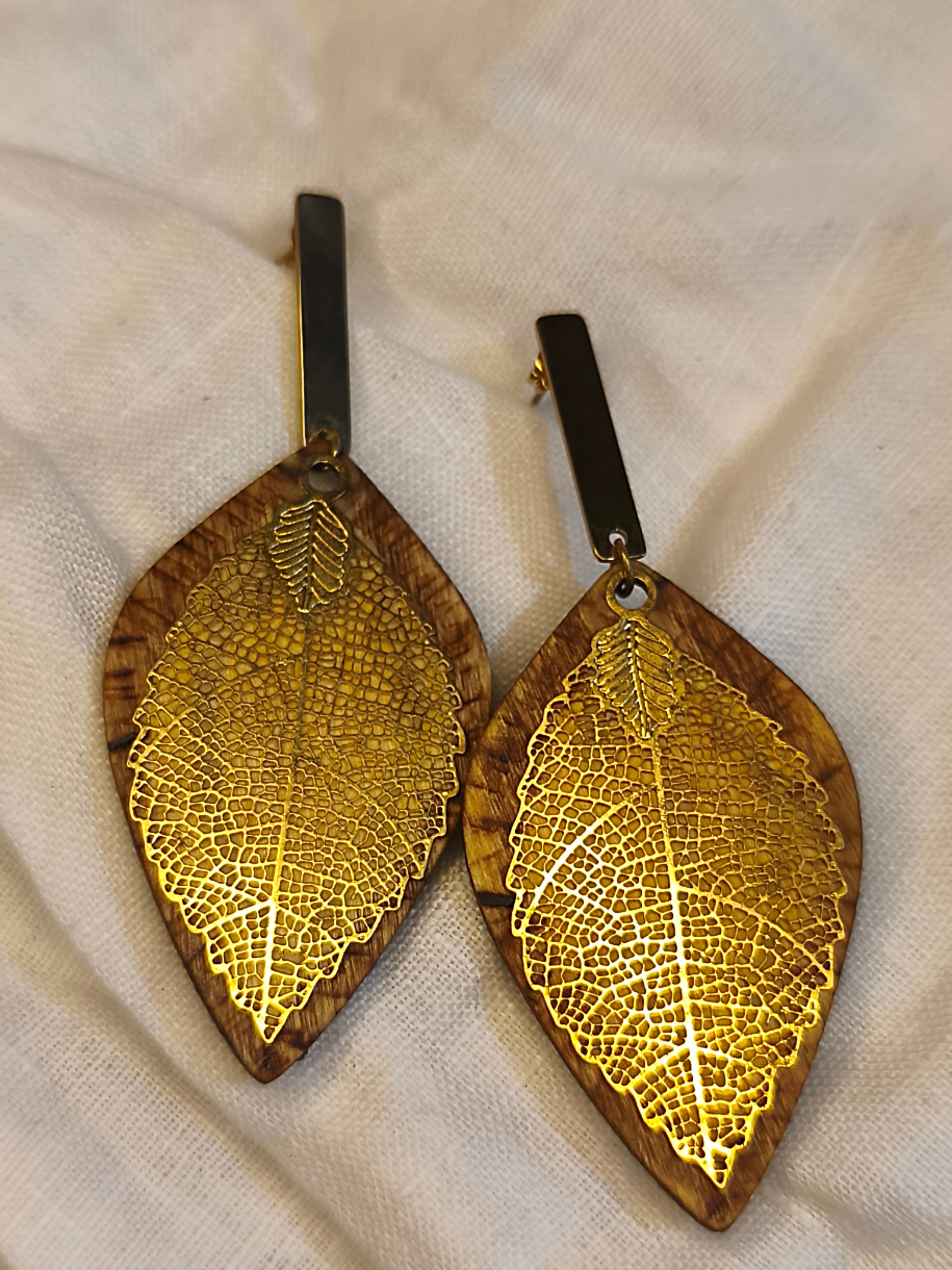 Boucles d'Oreilles Nervure Dorée