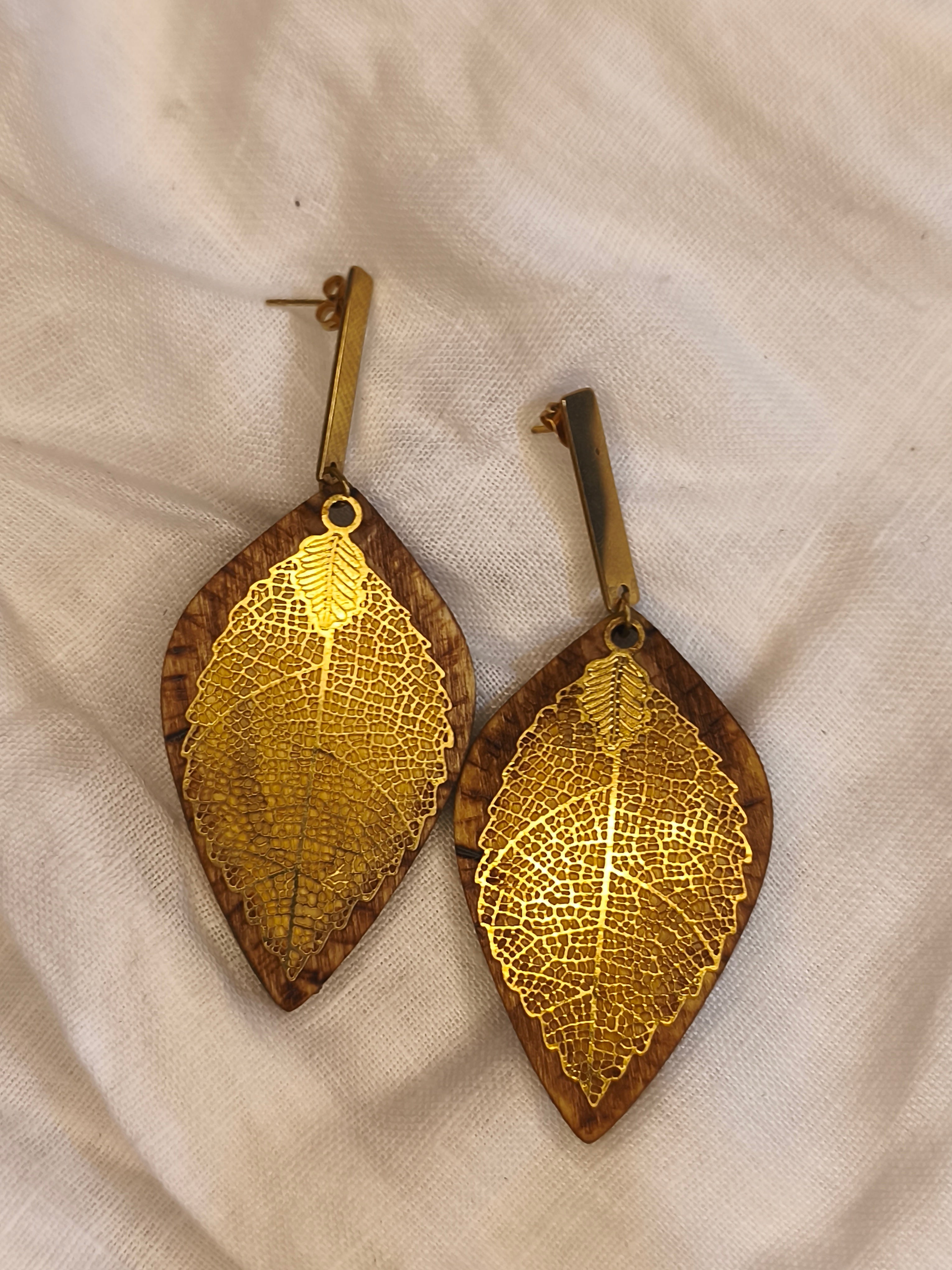 Boucles d'Oreilles Nervure Dorée