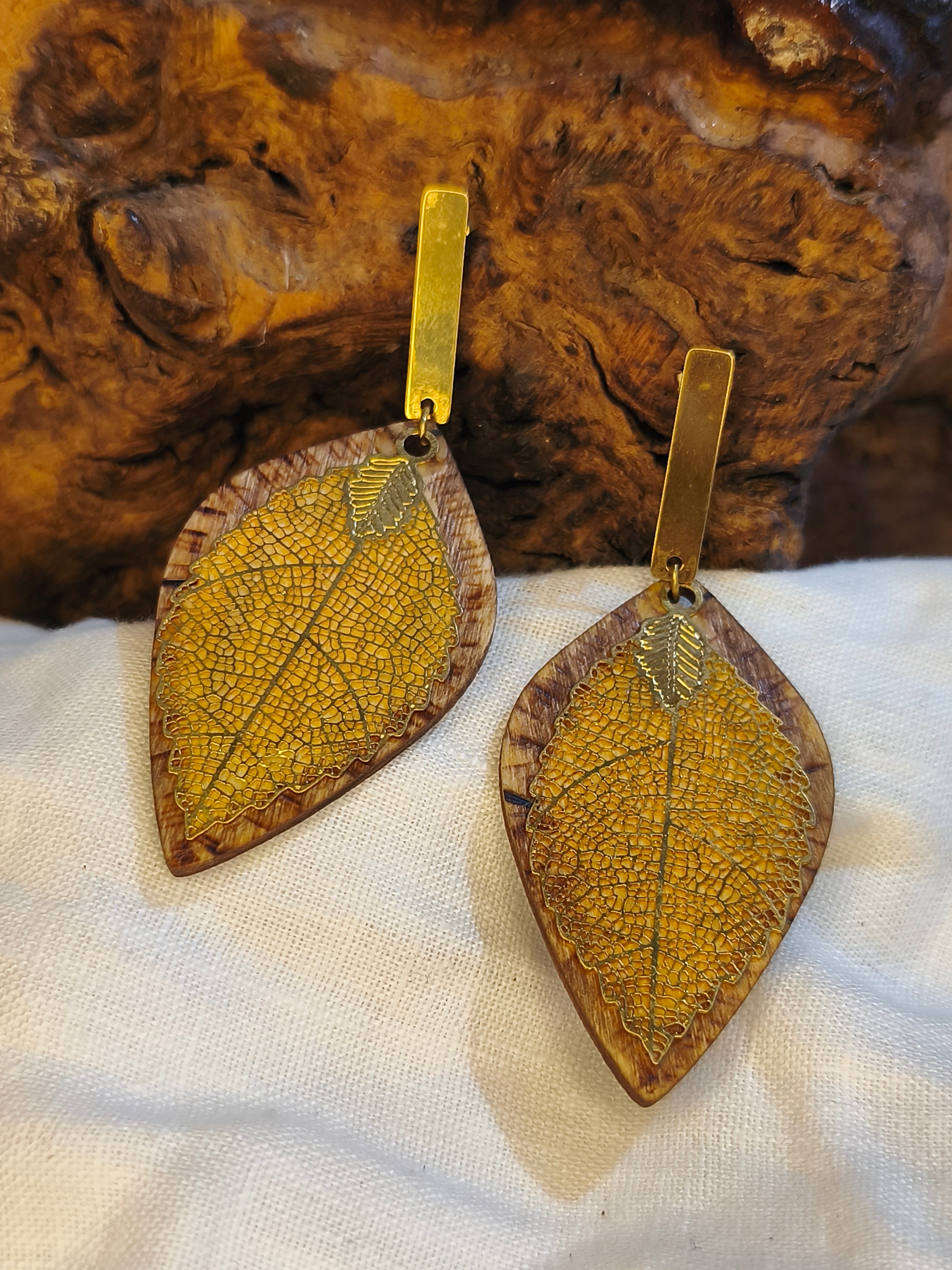 Boucles d'Oreilles Nervure Dorée